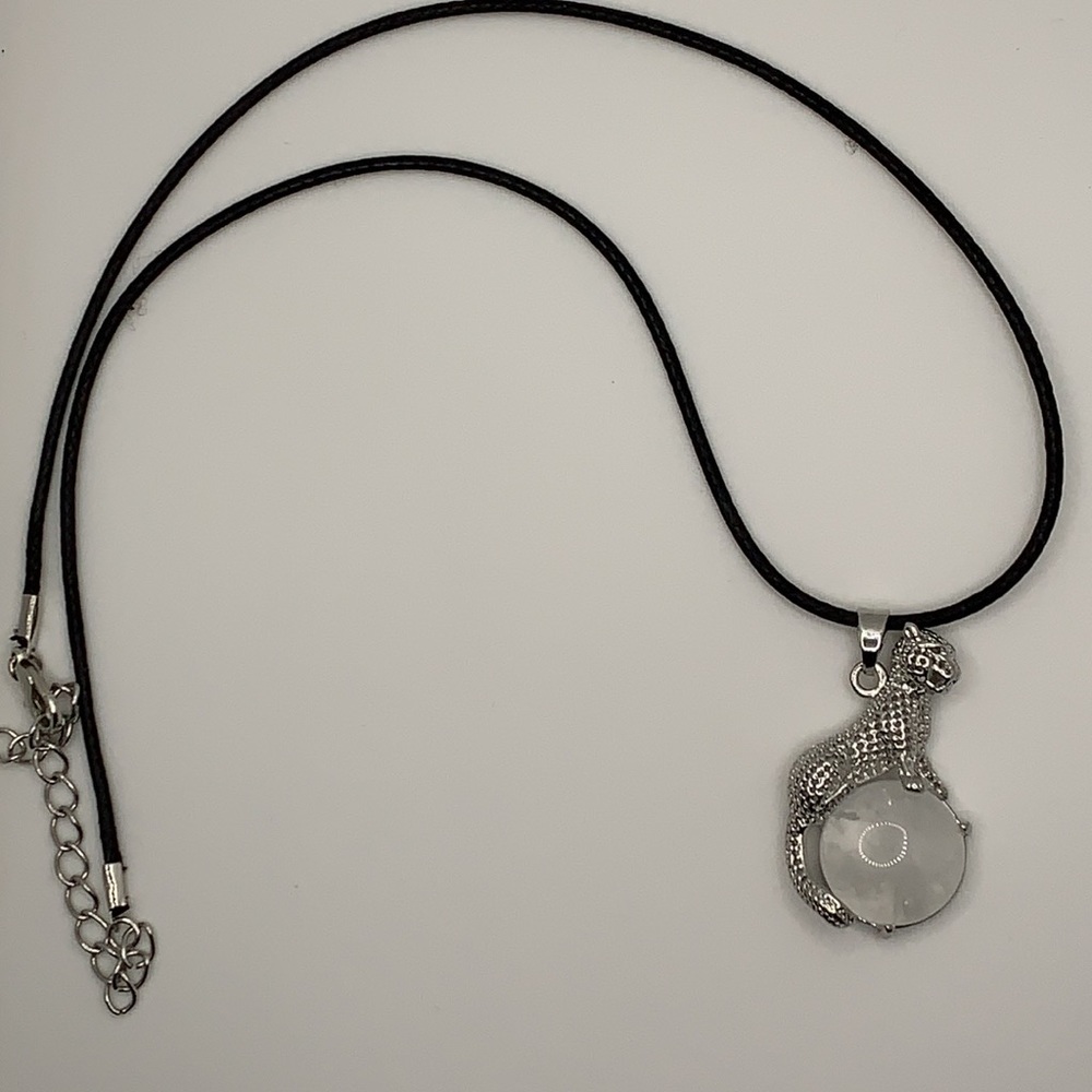 Clear Quartz Cat Necklace Crystal Cheetah Necklace Year of the Tiger Necklace